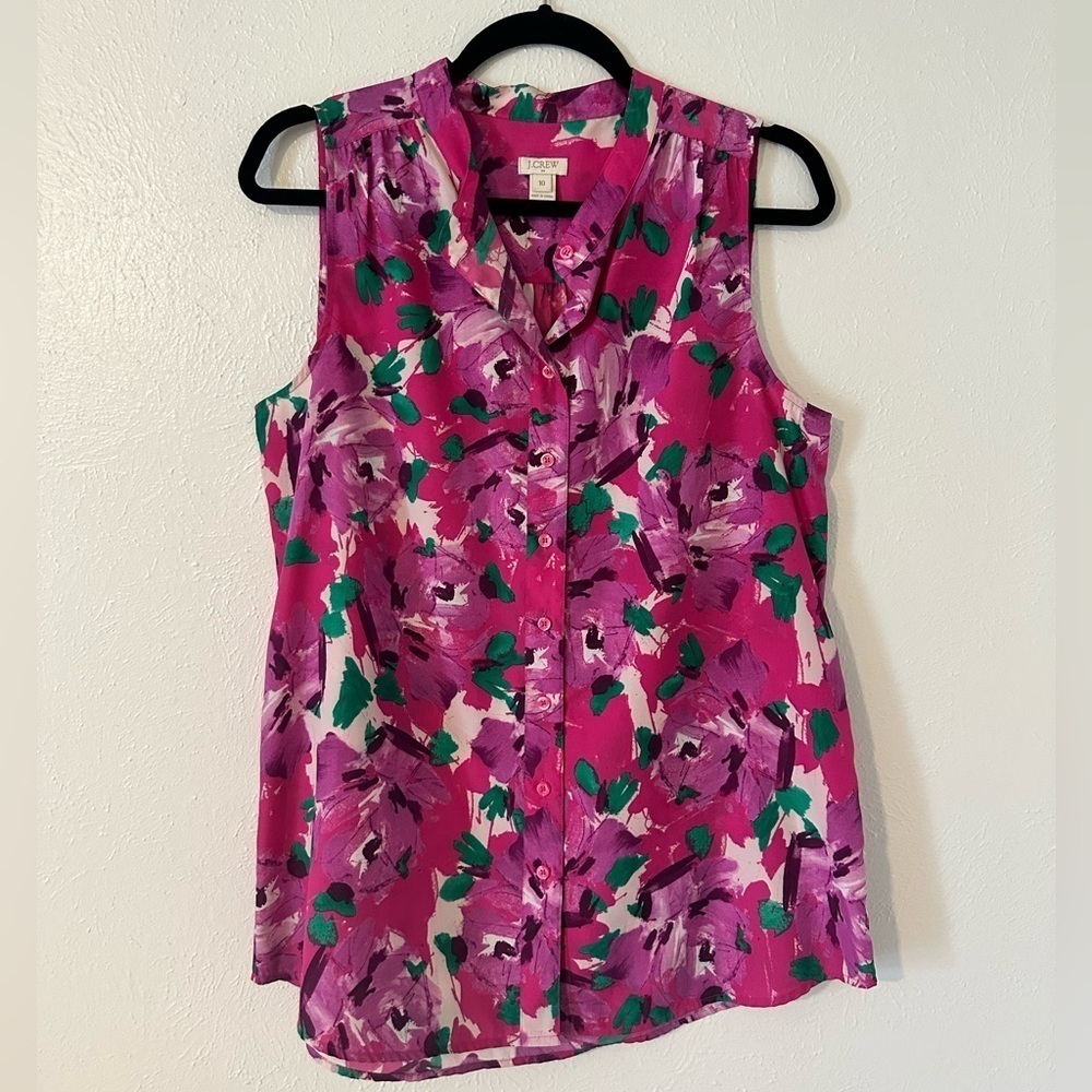 🌟SALE🌟 JCREW sleeveless floral button down blouse​​​​​​ - Picture 3 of 6